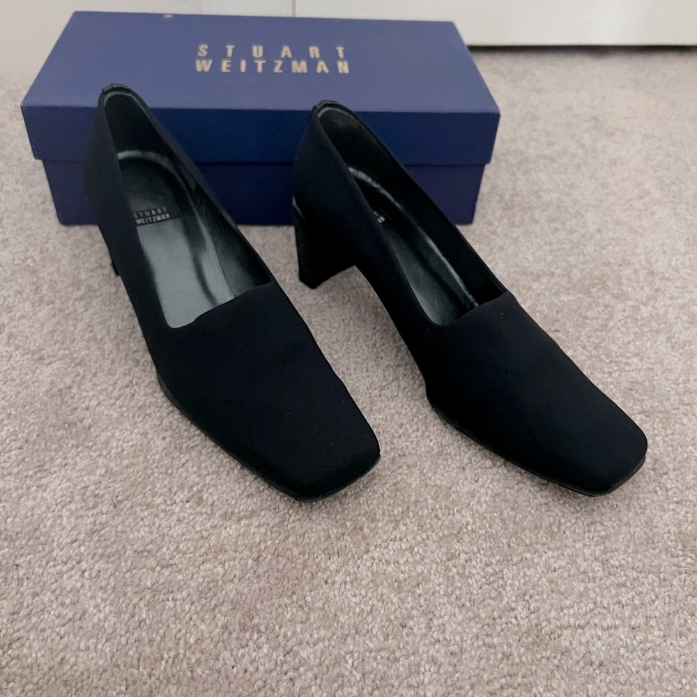 Stuart Weitzman Navy Micro Stretch Heel